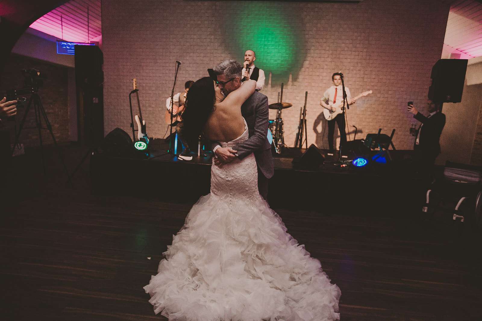 bride and groom on dancefloor at Colshaw Hall