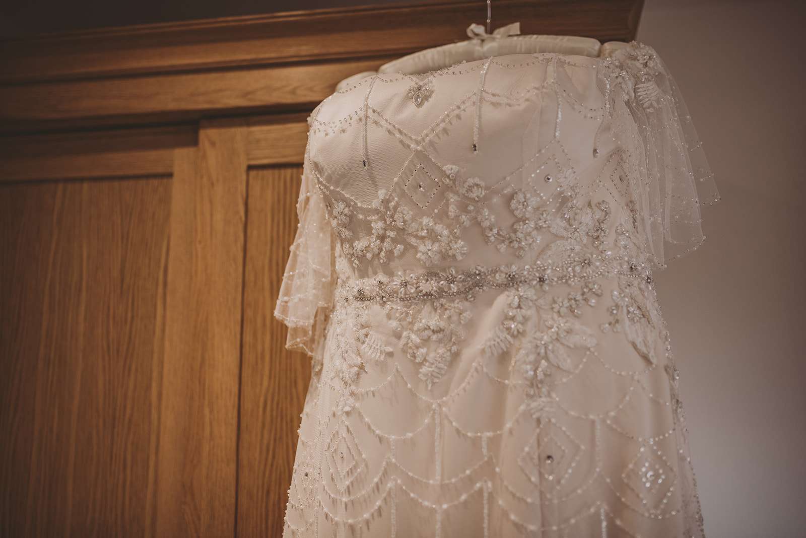close-up detail photo of wedding dress