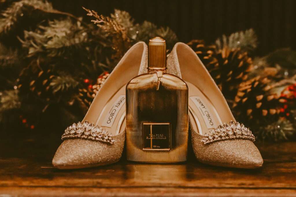 brides shoes and perfume