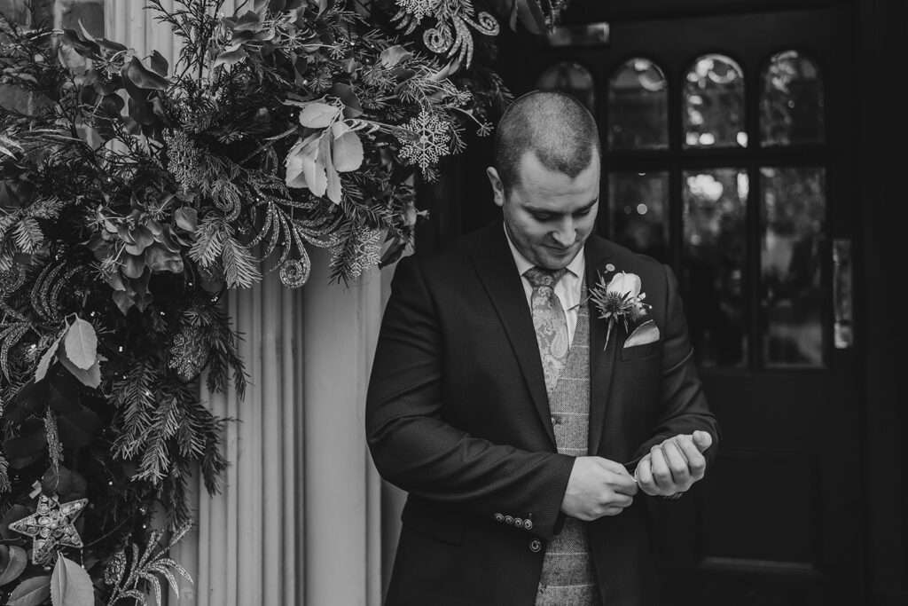 groom waiting outside Ashfield House